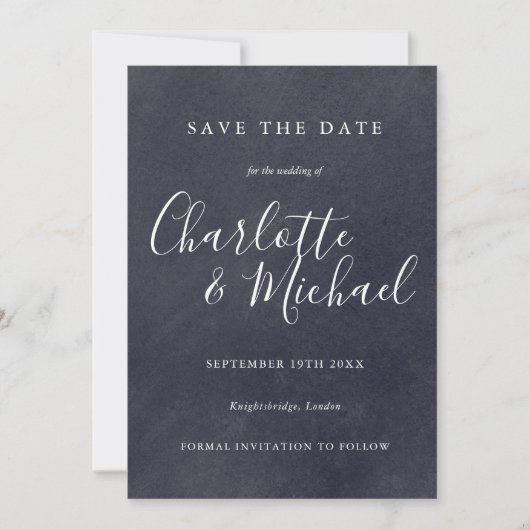 Boho Chalkboard署名Save the Date Card 招待状 (正面)