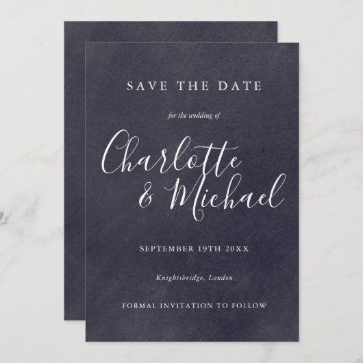 Boho Chalkboard署名Save the Date Card 招待状 (正面/裏面)