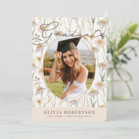 Boho Chamomile写真卒業のお知らせ 招待状 (スタンド正面)