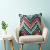 Boho Chevron Pattern | Teal, Coral & Cream Zigzag  クッション (椅子)