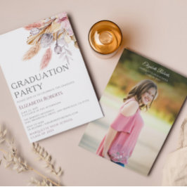Boho Chicフローラ写真卒業発表 招待状