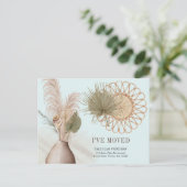 Boho Chic乾燥したパームとパンパスを移動 案内ポストカード (スタンド正面)