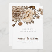 Boho Chic日付を保存し、ウッドランド日付を保存 セーブザデート (正面/裏面)