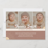 Boho Chic男の赤ちゃんOnederful 1stバースデーフォト 招待状 (正面)