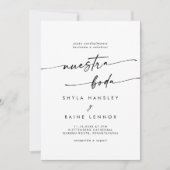 Boho Chic白黒フォトズスペインの結婚ズ 招待状 (正面)