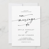 Boho Chic白黒QRコードフランスの結婚s 招待状 (正面)