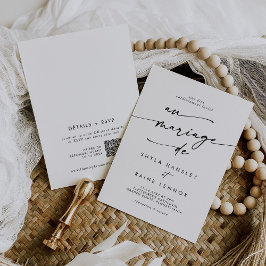 Boho Chic白黒QRコードフランスの結婚s 招待状