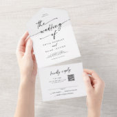 Boho Chic白黒QRコードメール結婚イン オールインワン招待状 (貼ってはがせる)
