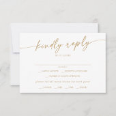 Boho Chic金ゴールドとホワイトメニュー選択RSVPカード 出欠カード (正面)