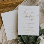 Boho Chic金ゴールドとホワイトQRコードスペインの結婚ズ 招待状