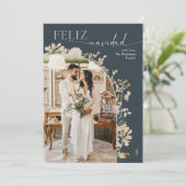 Boho Chic金ゴールド写真Feliz Navidadカード シーズンカード (スタンド正面)