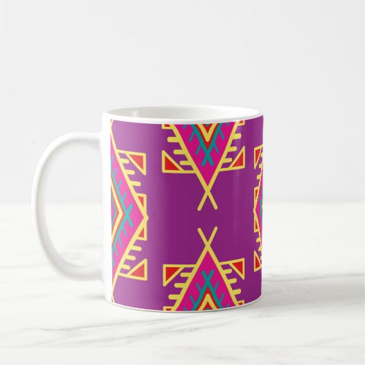 Boho Chic：エスニックシームレスオーナメント コーヒーマグカップ (左)