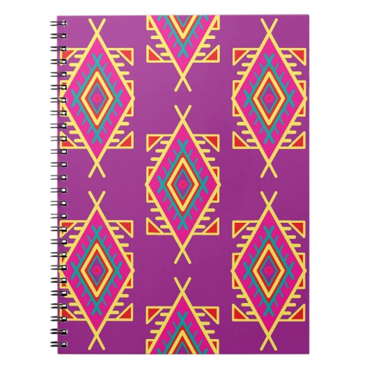 Boho Chic:エスニックシームレスオーナメント ノートブック (正面)