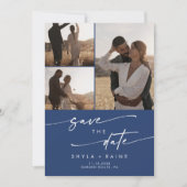 Boho Chic 王室の Blue写真数々のQRコード セーブザデート (正面)