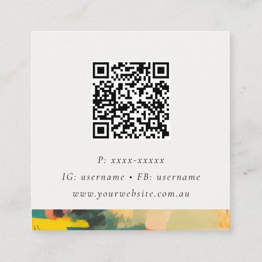 Boho Chic Abstarct Moutain Landscape QR Code スクエア名刺 (裏面)