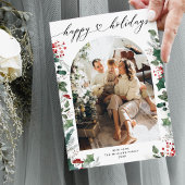 Boho Chic Arch Photo with Message Holiday Card シーズンカード