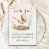 Boho Chic Baby Stroller Neutral Baby Shower サンキューカード