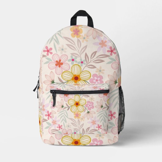 Boho chic backpack, Floral print backpack プリントバックパック (正面)