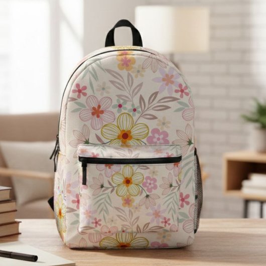Boho chic backpack, Floral print backpack プリントバックパック