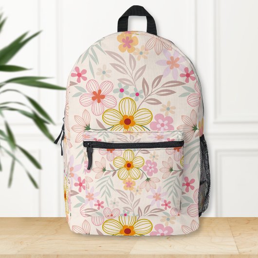 Boho chic backpack, Floral print backpack プリントバックパック