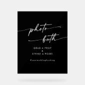 Boho Chic Blackモダンの写結婚真ブース アクリルサイン (正面)