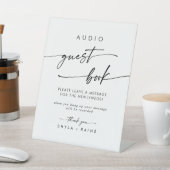 Boho Chic Black and White Audio Guestbook 結婚's 台座サイン (インサイチュ)