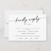 Boho Chic Black and White Menu Choice RSVPカード (正面)