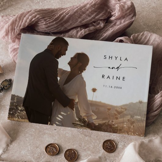 Boho Chic Black and White Photo'結婚s Guest Book ゲストブック