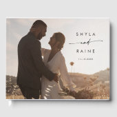 Boho Chic Black and White Photo'結婚s Guest Book ゲストブック (正面)