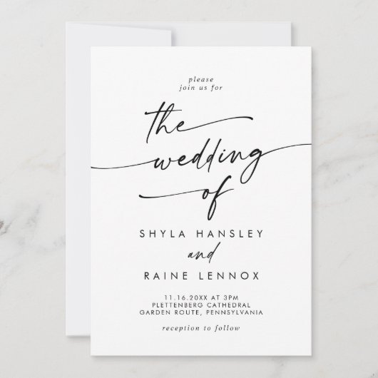 Boho Chic Black and White Photo QR Code 結婚's 招待状 (正面)