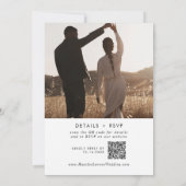 Boho Chic Black and White Photo QR Code 結婚's 招待状 (裏面)