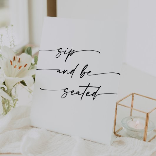 Boho Chic Black and White Sip Be Zeat 結婚's 台座サイン