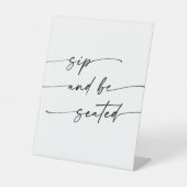 Boho Chic Black and White Sip Be Zeat 結婚's 台座サイン (正面)