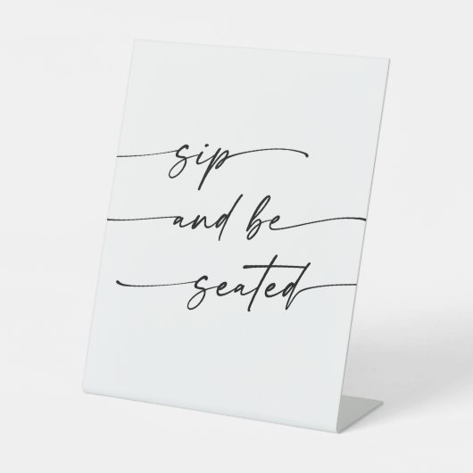 Boho Chic Black and White Sip Be Zeat 結婚's 台座サイン (正面)