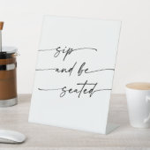 Boho Chic Black and White Sip Be Zeat 結婚's 台座サイン (インサイチュ)