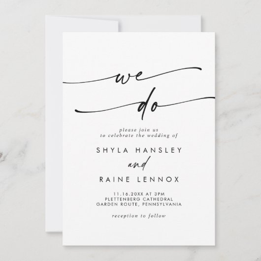 Boho Chic Black and White We Do 結婚's 招待状 (正面)