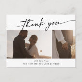 Boho Chic Black and White's Photo 結婚 Thank You ポストカード (正面)