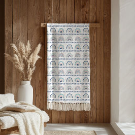 Boho Chic Blanket Pink & Navy Soft Gift Accent フリースブランケット