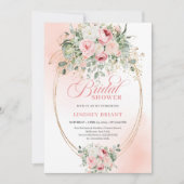 Boho Chic Blush Roses Bridal Shower Invitation 招待状 (正面)