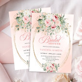 Boho Chic Blush Roses Bridal Shower Invitation 招待状
