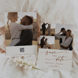 Boho Chic Bohemian Cream写真数々のQRコード セーブザデート