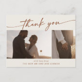 Boho Chic Bohemian Cream 結婚's Photo Thank You ポストカード (正面)