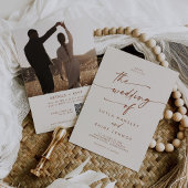 Boho Chic Bohemian Cream Photo QR Code 結婚's 招待状