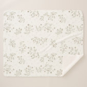 Boho Chic Botanical Leaves and Berries Pattern  シェルパブランケット (正面(横))