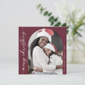 Boho Chic Burgundy写真メリーユニーククリスマス シーズンカード (スタンド正面)