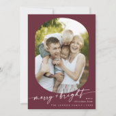 Boho Chic Burgundy明るい写真メリークリスマス シーズンカード (正面)