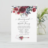 Boho Chic Burgundy and Navy Baby Shower by Mail 招待状 (スタンド正面)