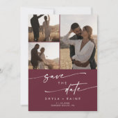 Boho Chic Burgundy Red写真数々のQRコード セーブザデート (正面)