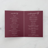 Boho Chic Burgundy Red我々は折り畳んだ'結婚s プログラム (内部)
