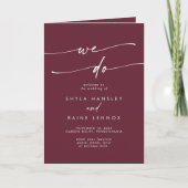 Boho Chic Burgundy Red我々は折り畳んだ'結婚s プログラム (正面)